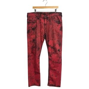 Men’s True Religion Red & Black Tie Dyed Jeans